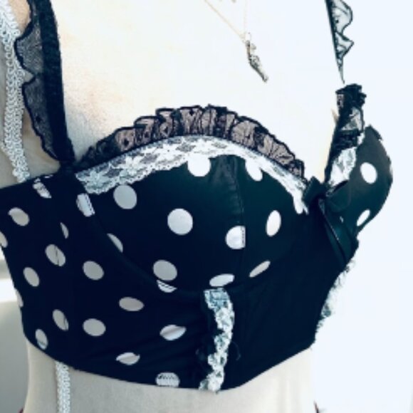 Victoria's Secret Sexy Little Things Polka Dot Corset Top Bra 34C - Picture 3 of 6